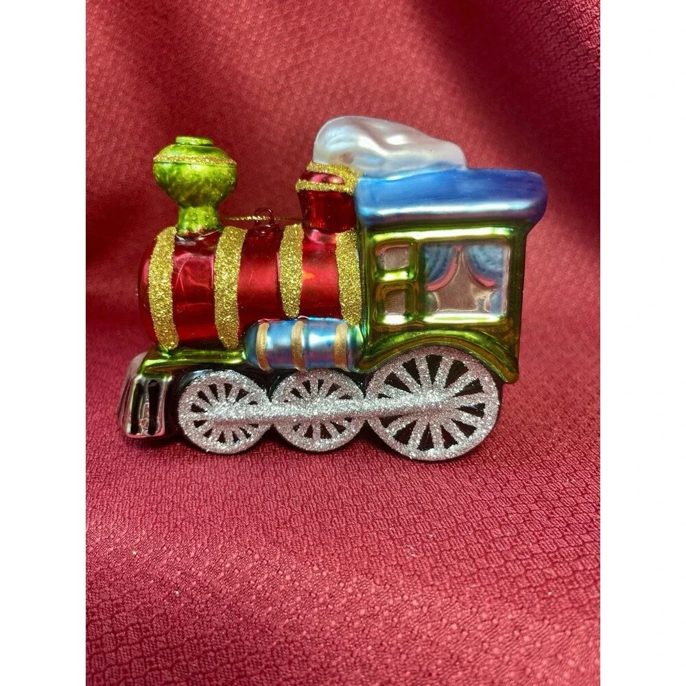 Robert Stanley Train Christmas Ornament Glass Hand-Painted Engineer Locomotive
